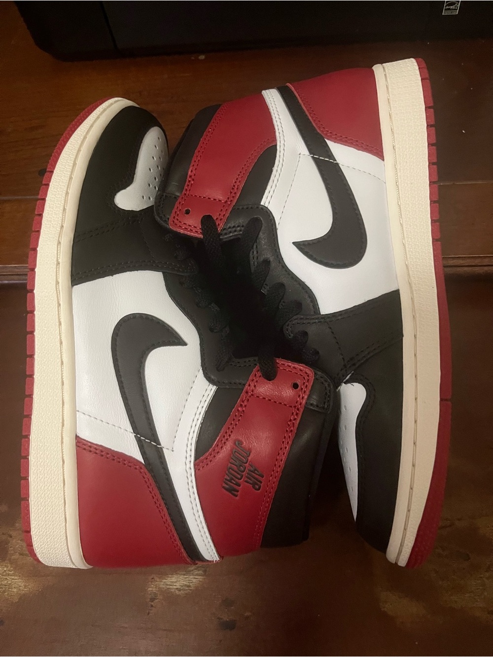 Jordan 1 black top reimagined size 8- Black White Red - Picture 4 of 9